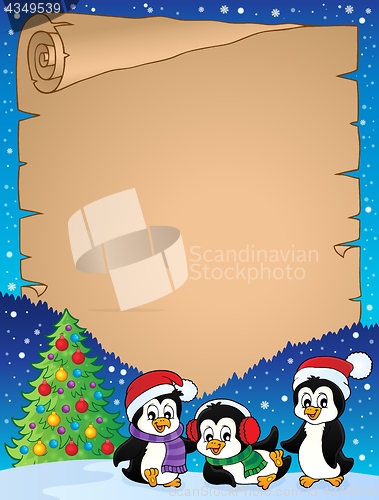 Image of Christmas penguins thematic parchment 1
