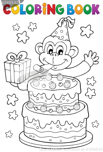 Image of Coloring book cake and party monkey