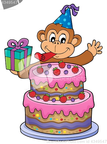 Image of Cake and party monkey theme 1