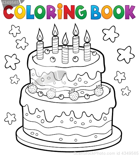 Image of Coloring book cake with 5 candles