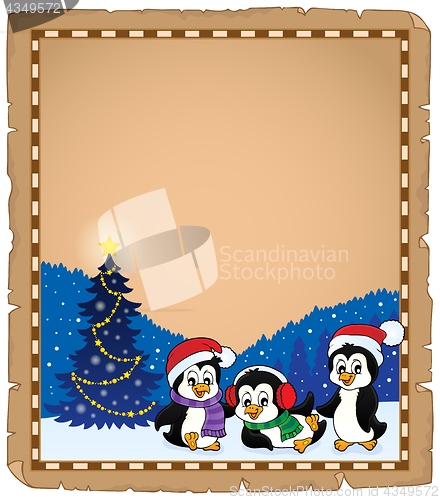 Image of Christmas penguins thematic parchment 2