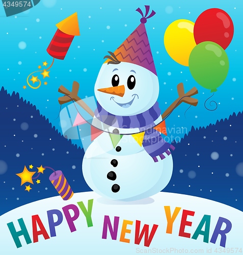 Image of Happy New Year theme with snowman 2