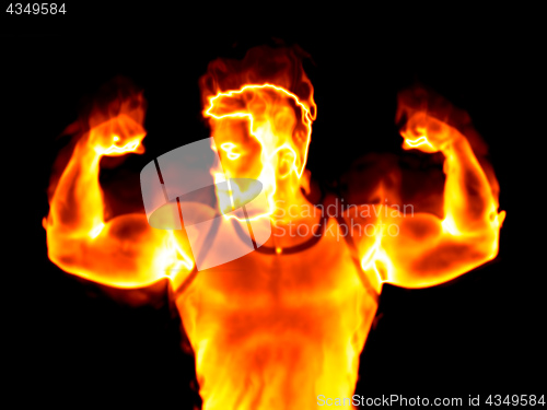 Image of burning strong man