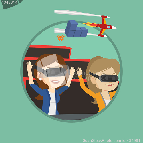 Image of Friends in vr headset riding on roller coaster.
