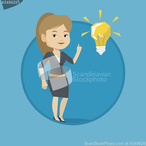 Image of Student pointing at idea bulb vector illustration