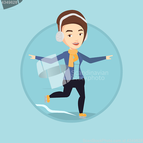 Image of Woman ice skating vector illustration.