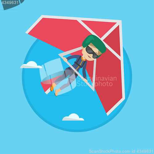 Image of Woman flying on hang-glider vector illustration.