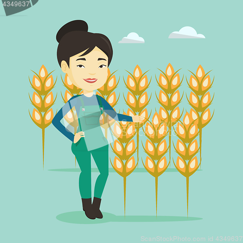 Image of Farmer in wheat field vector illustration.