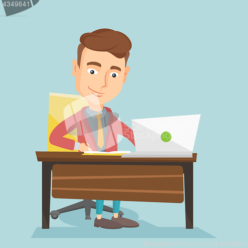 Image of Student using laptop for education.