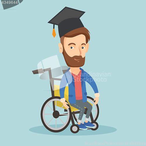 Image of Graduate sitting in wheelchair vector illustration