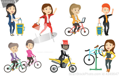 Image of Transportation vector set with people traveling.