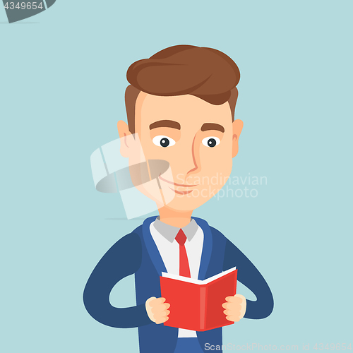 Image of Student reading book vector illustration.
