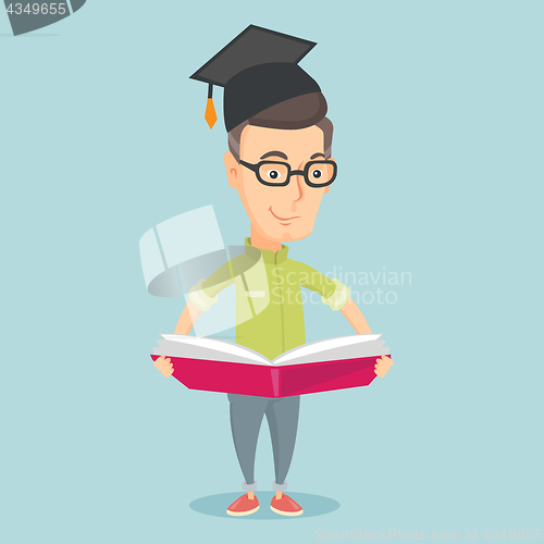 Image of Graduate with book in hands vector illustration.