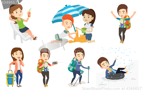 Image of Vector set of traveling people.