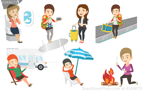 Image of Vector set of traveling people.