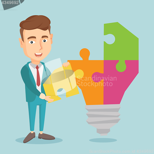 Image of Student with idea lightbulb vector illustration.