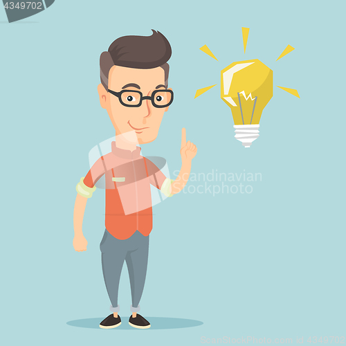 Image of Student pointing at idea bulb vector illustration