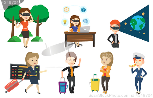 Image of Vector set of people using modern technologies.
