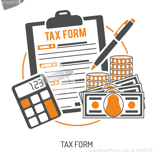 Image of Tax calculation, payment, accounting, paperwork concept