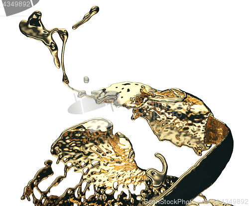 Image of Melted gold or oil splashes isolated on white