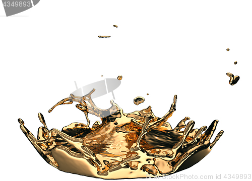 Image of Liquid gold or oil splatter and splashes isolated on white