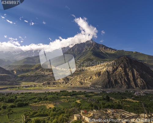 Image of Nilgiri and Tilicho Himal view on the way to Jomsom in Mustang