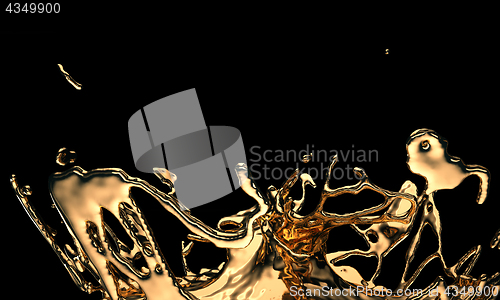 Image of Melted gold or oil splashes isolated on black