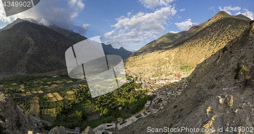 Image of Marpha village and apple gardens in Mustang