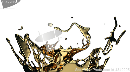 Image of Liquid gold or oil splatter and splashes isolated on white