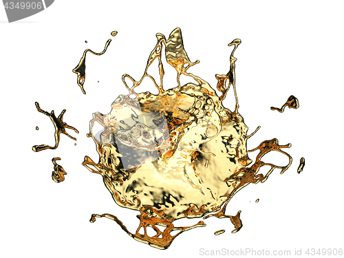 Image of Liquid gold or oil splatter and splashes isolated on white
