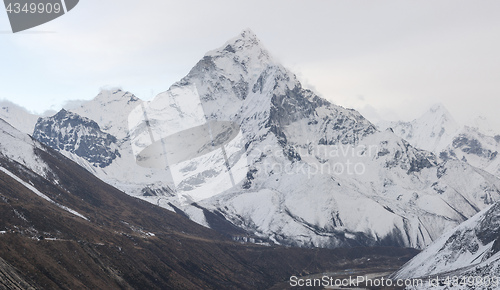 Image of Ama Dablam summit and Pheriche valley