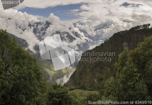 Image of Nilgiri summit and cloudy Himalayas