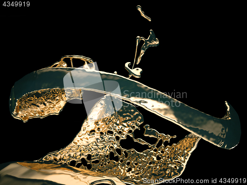 Image of Liquid gold or oil splashes isolated on black