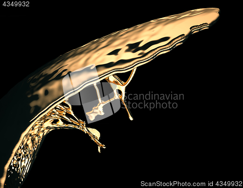 Image of Liquid gold or oil splatter and splashes isolated on black