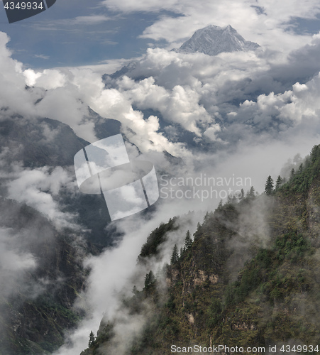 Image of Nilgiri summit and cloudy Himalayas