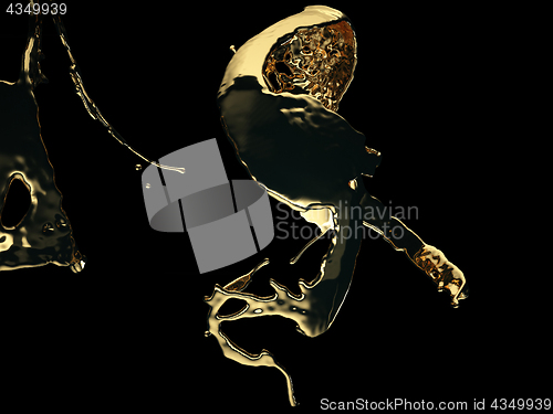 Image of Melted gold or oil splashes isolated on black