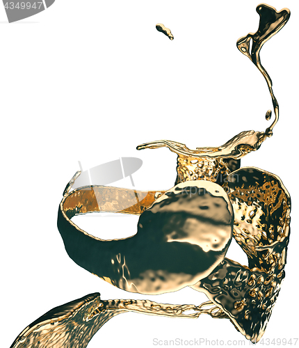 Image of Melted gold or oil splashes isolated on white