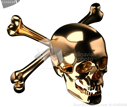 Image of Golden Skull with crossed bones or totenkopf 