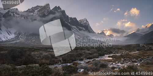 Image of Pheriche valley with Taboche and cholatse peaks