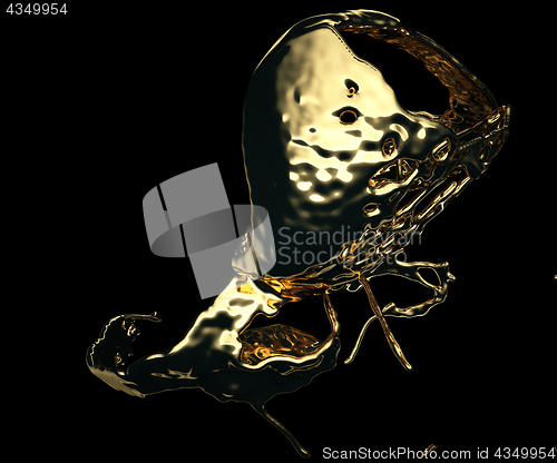 Image of Liquid gold or oil splashes isolated on black