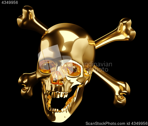 Image of Golden Skull with crossed bones or totenkopf 