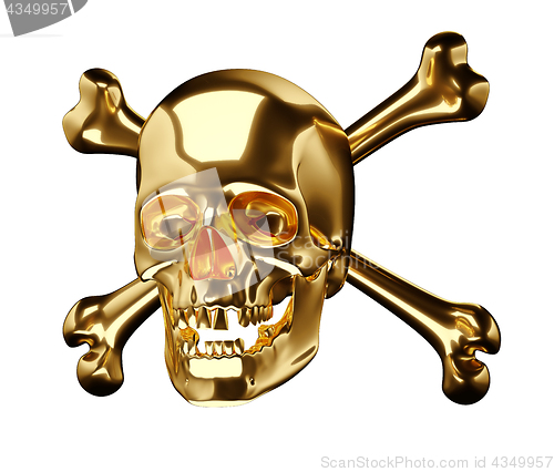 Image of Golden Skull with cross bones or totenkopf 