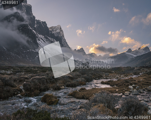 Image of Pheriche valley with Taboche and cholatse peaks