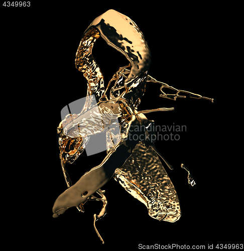 Image of Melted gold or oil splashes isolated on black