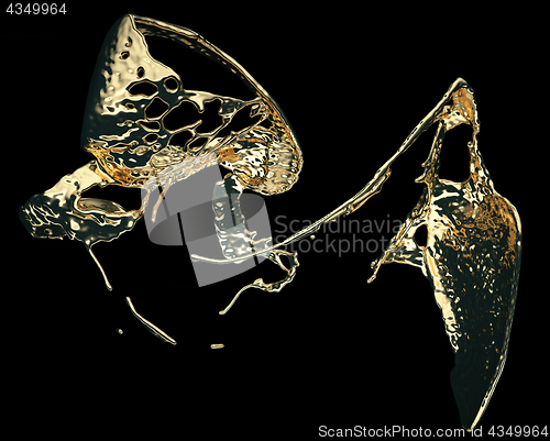 Image of Liquid gold or oil splatter and splashes isolated on black