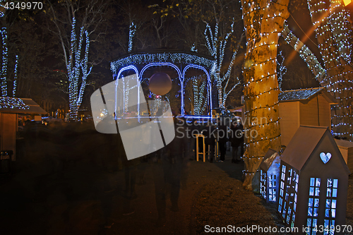 Image of Zrinjevac park decorated by Christmas lights as part of Advent i