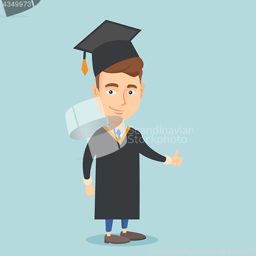 Image of Graduate giving thumb up vector illustration.