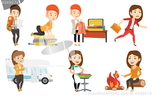 Image of Vector set of traveling people.