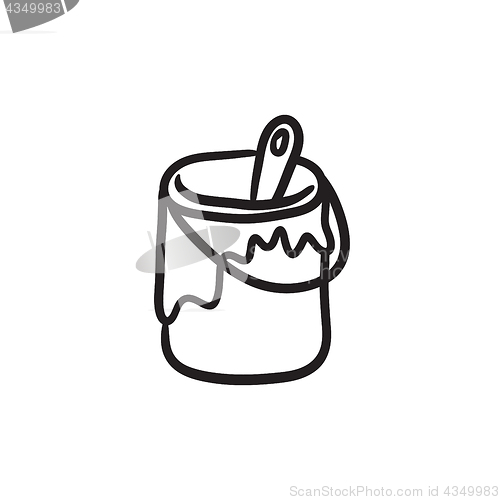 Image of Paint brush in the paint tin sketch icon.