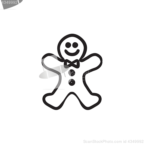 Image of Gingerbread man sketch icon.